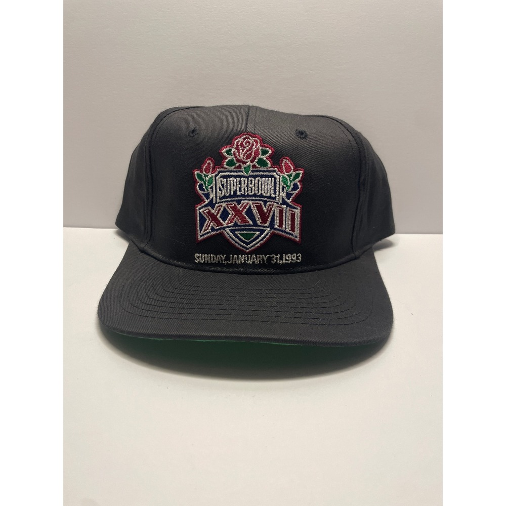Vtg 90s AJD Team NFL Super Bowl XXVII 1993 Snapback Hat Black Green Underbrim